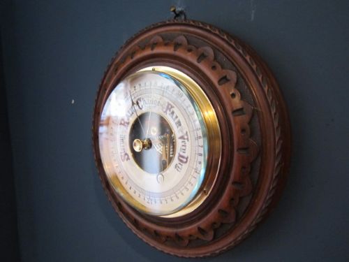 Quality Victorian Walnut Aneriod Barometer