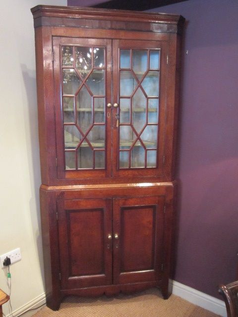 Period Georgian Glazed Double Corner Cupboard