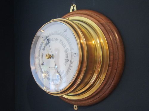 Large Victorian Brass Marine Barometer