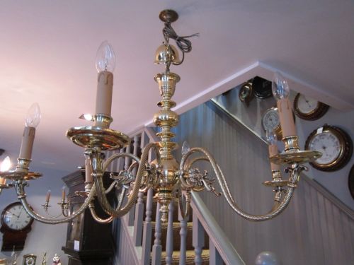 Fine Pair of Edwardian Brass Chandeliers