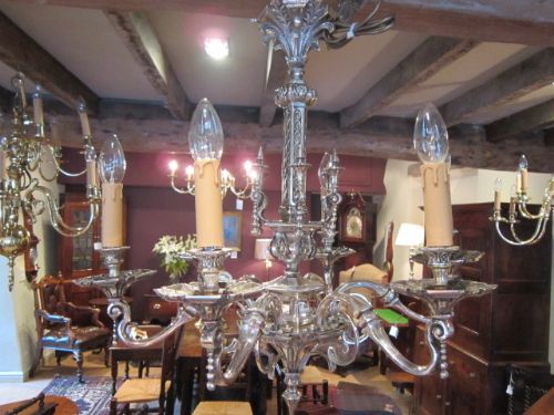Impressive Edwardian Nickle Plated Chandelier