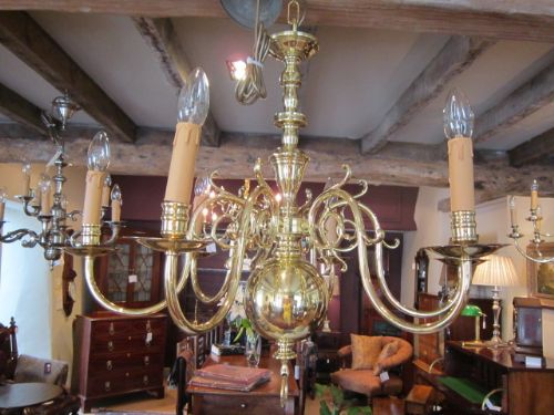 Edwardian Brass Hanging Chandelier
