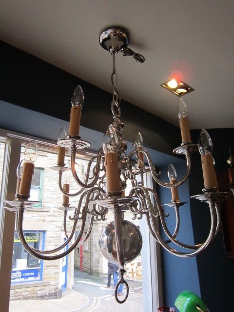 Small Edwardian Two Tier Nickle Plated Chandelier
