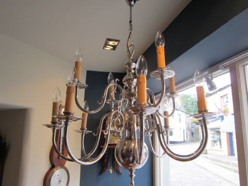 fig 1. SMALL EDWARDIAN TWO TIER NICKLE PLATED CHANDELIER