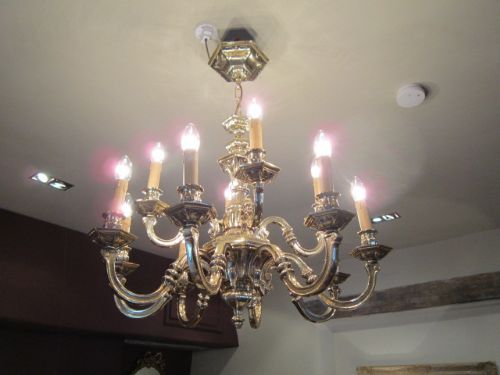 Superb Edwardian Brass Two Tier Chandelier