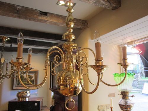 Larger Edwardian Brass Chandelier