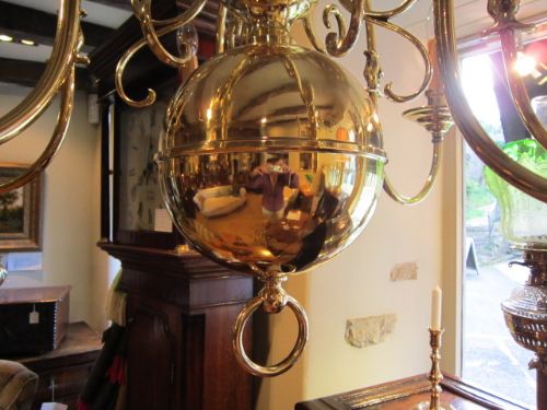 fig 1. LARGER EDWARDIAN BRASS CHANDELIER