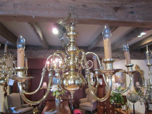 Pair of Edwardian Brass Chandeliers