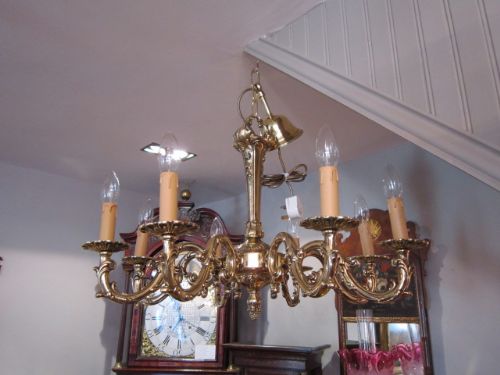 Beautiful Edwardian Cast Brass Chandelier