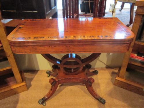 Superior Regency Inlaid Games Table