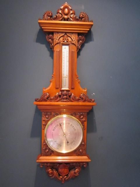 Impressive Victorian Walnut Banjo Barometer