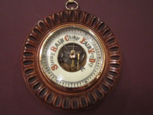 Quality Victorian Walnut Aneriod Barometer
