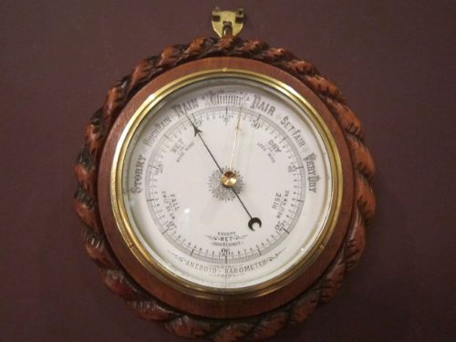 Small Victorian Oak Rope Twist Barometer