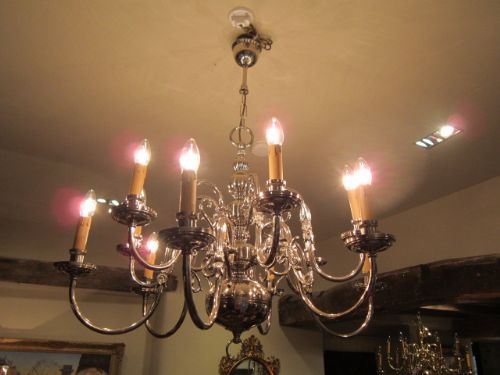 Edwardian Nickle Plated Two Tier Chandelier