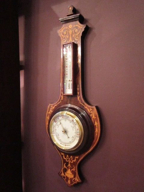 Pretty Edwardian Inlaid Banjo Barometer