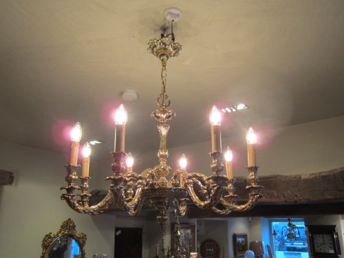 Superb Edwardian Cast Brass Chandelier