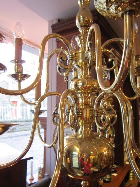 fig 1. COMPACT EDWARDIAN TWO TIER BRASS CHANDELIER