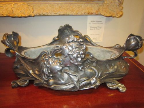 Decorative Art Nouveau Pewter Planter