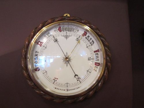 Large Victorian Oak Ropetwist Barometer