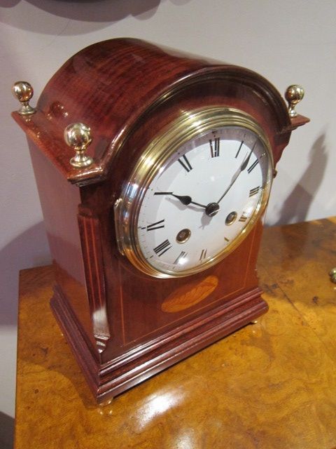 Fine Small Inlaid Striking Mantle Clock