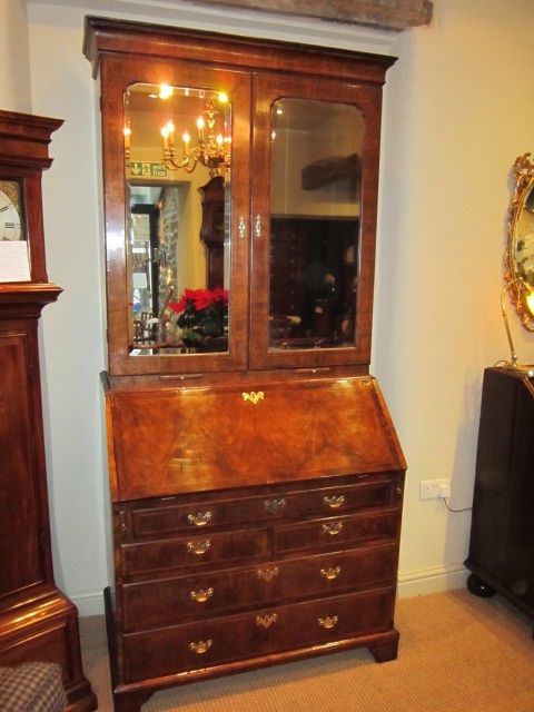 Superb George I Walnut Bureau Bookcase