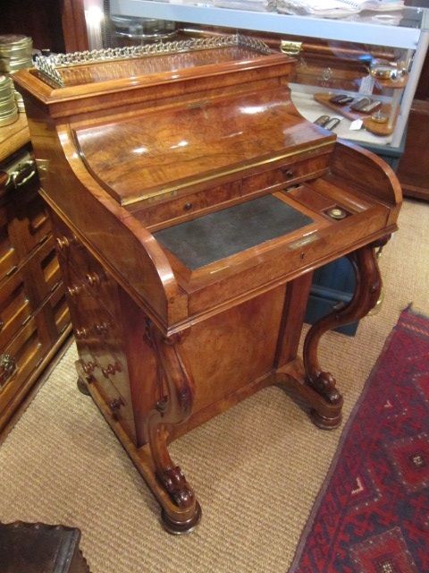 Victorian Burr Walnut Harlequin Davenport Desk