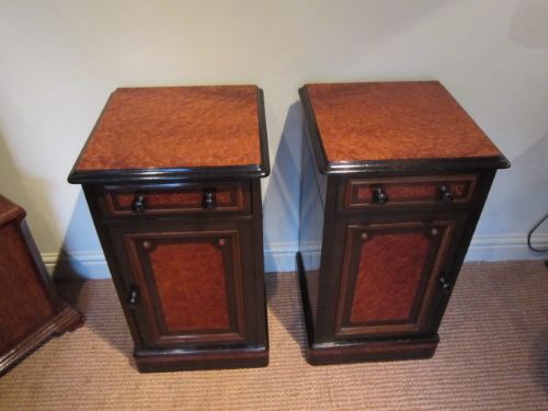 Superb Pair of Victorian Amboyna Bedside Cabinets