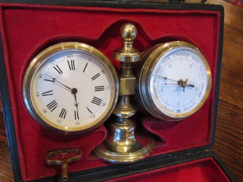 Fine Victorian Cased Desk Clock/barometer