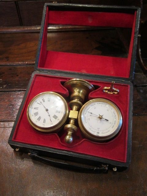 fig 1. FINE VICTORIAN CASED DESK CLOCK/BAROMETER