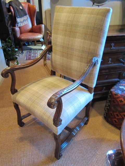 Victorian Walnut Upholstered Open Armchair