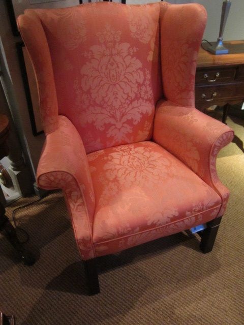 Elegant Victorian Upholstered Wing Armchair