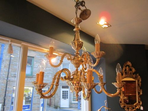 Edwardian Cast Brass Two Tier Chandelier