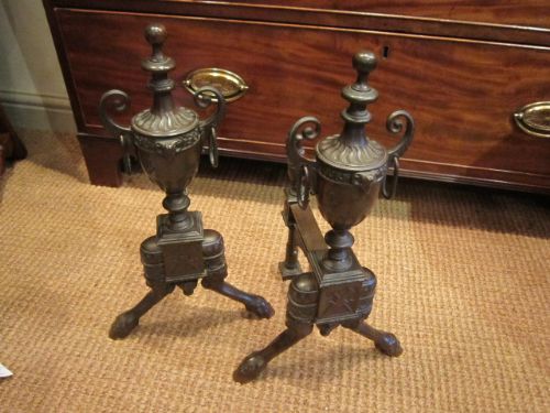 Impressive Pair Bronzed Fire Dogs