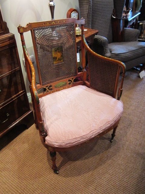 Fine Satinwood Bergere Inlaid Armchair