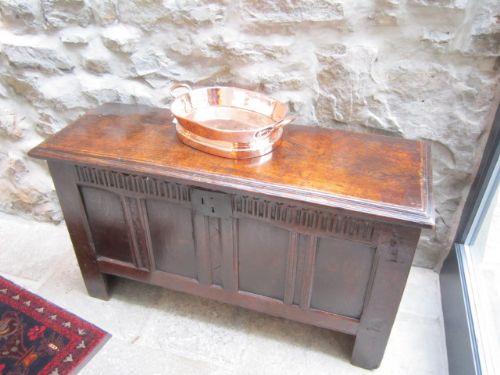 Original 17th Century Oak Panelled Coffer