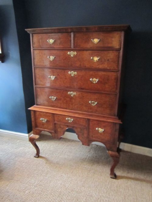 Superb George I Burr Walnut Chest on Stand