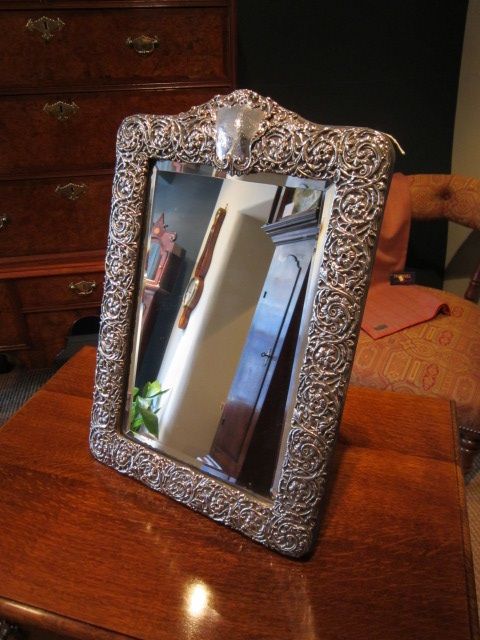 Large Edwardian Silver Dressing Table Mirror