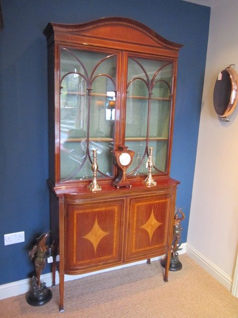 fig 1. ELEGANT LATE VICTORIAN INLAID DISPLAY CABINET