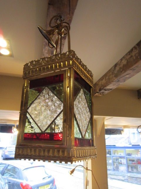 Victorian Leaded Panel Stained Glass Lantern