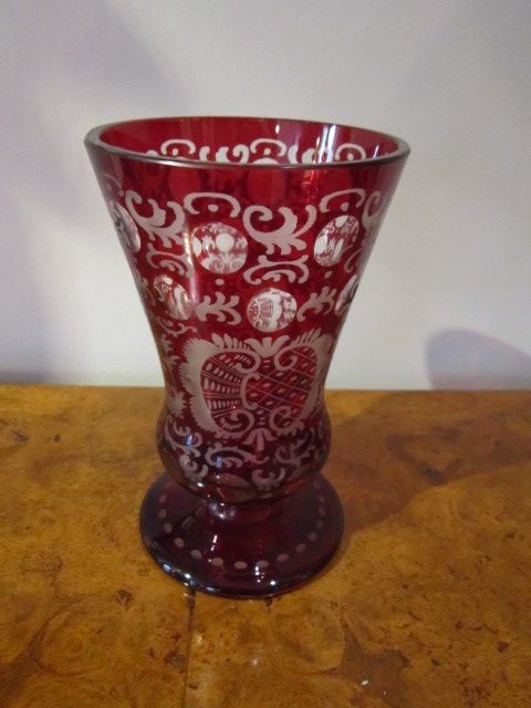 Mid 19th Century Bohemian Ruby Goblet