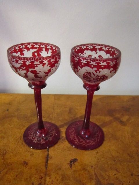Fine Pair of 19th Century Bohemian Glasses