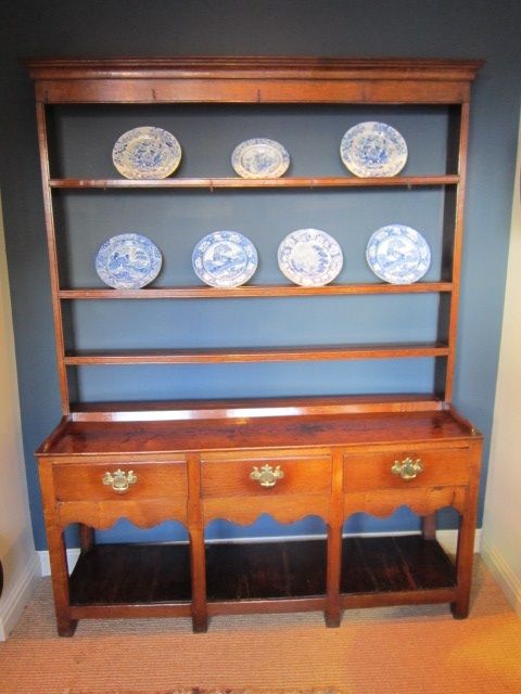 Small George II Oak Open Potboard Dresser & Rack