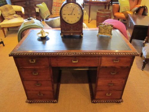 Early Victorian Camphorwood Campaign Pedestal Desk