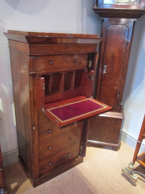 Superb Regency Rosewood Secretaire Wellington Chest