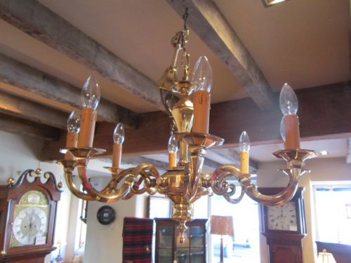 Small Edwardian Cast Brass Chandelier