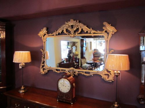 Impressive 1920'S Giltwood Overmantle Mirror