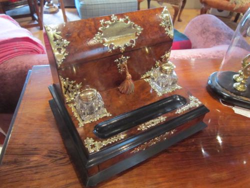 Superb Victorian Walnut Stationery Inkstand