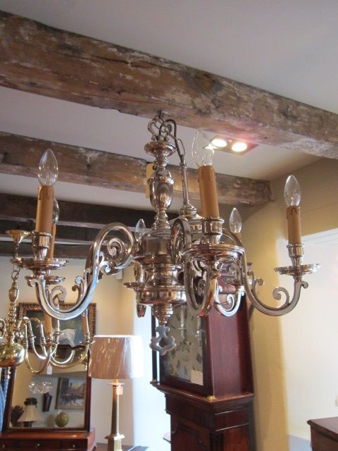Superb Pair Edwardian Nickle Plated Chandeliers