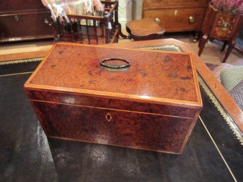 Original George III Burr Yew Tea Caddy