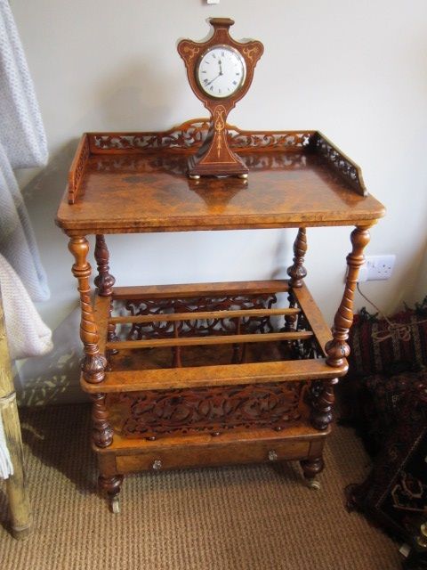 Top Quality Victorian Burr Walnut Canterbury Whatnot